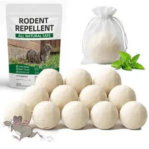 Rodent Mouse Repellent 12 Pcs Peppermint Oil Rat Mice Repellent, Natural Moth Balls for Rodents Deterrent, Indoor Outdoor Use Keep Rodents Away from Garden Home