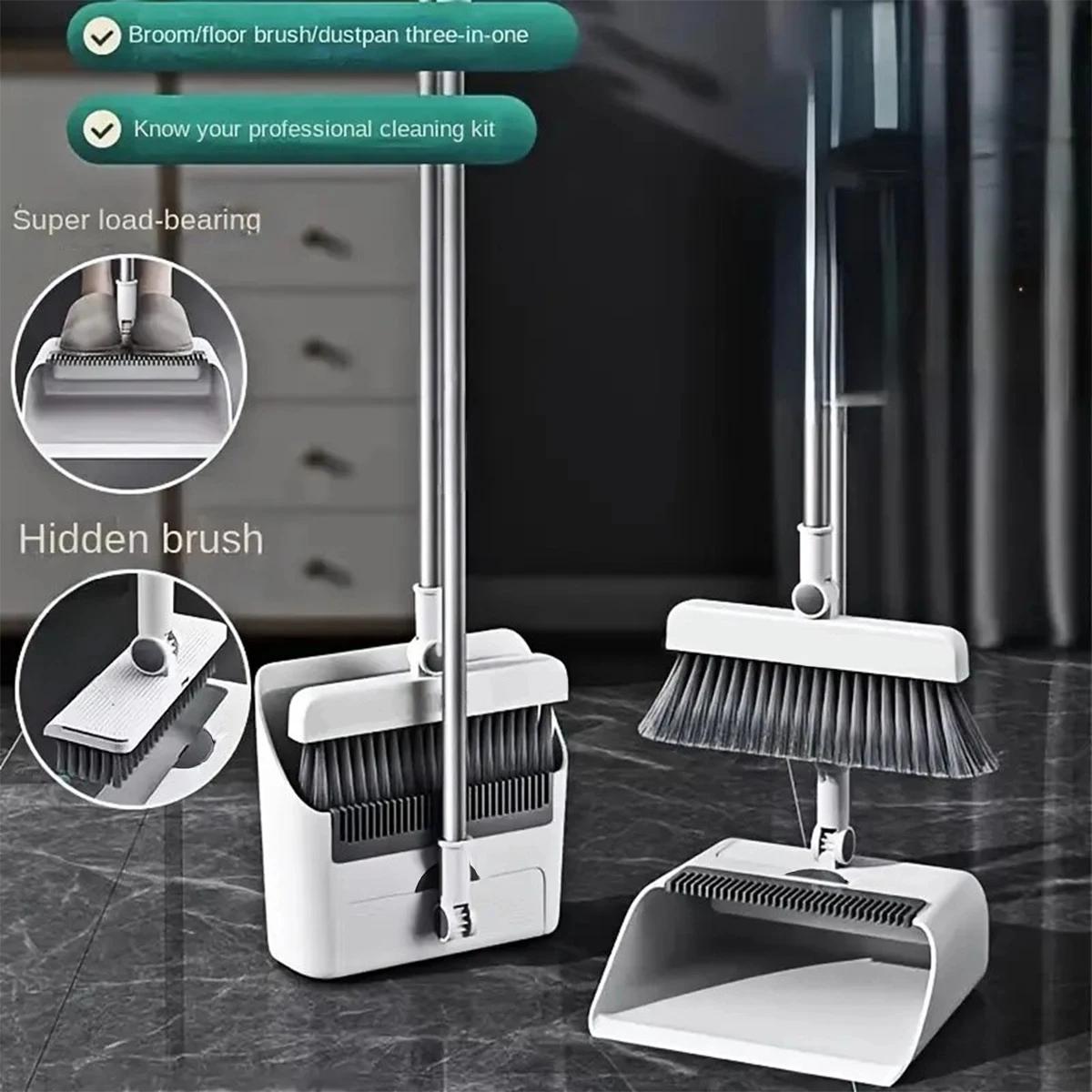 Multi-Function Broom and Dustpan Set with Long Handle for Home & Office