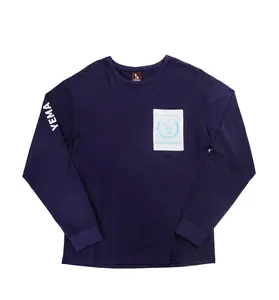 YEMA SHARK TOWN LOVE POCKET LS TEE IN NAVY