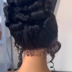360 Curly Hair Piece - Stylish Black Curl for Dramatic Look. Can be styled into different fashionable hairstyles 100 human hair