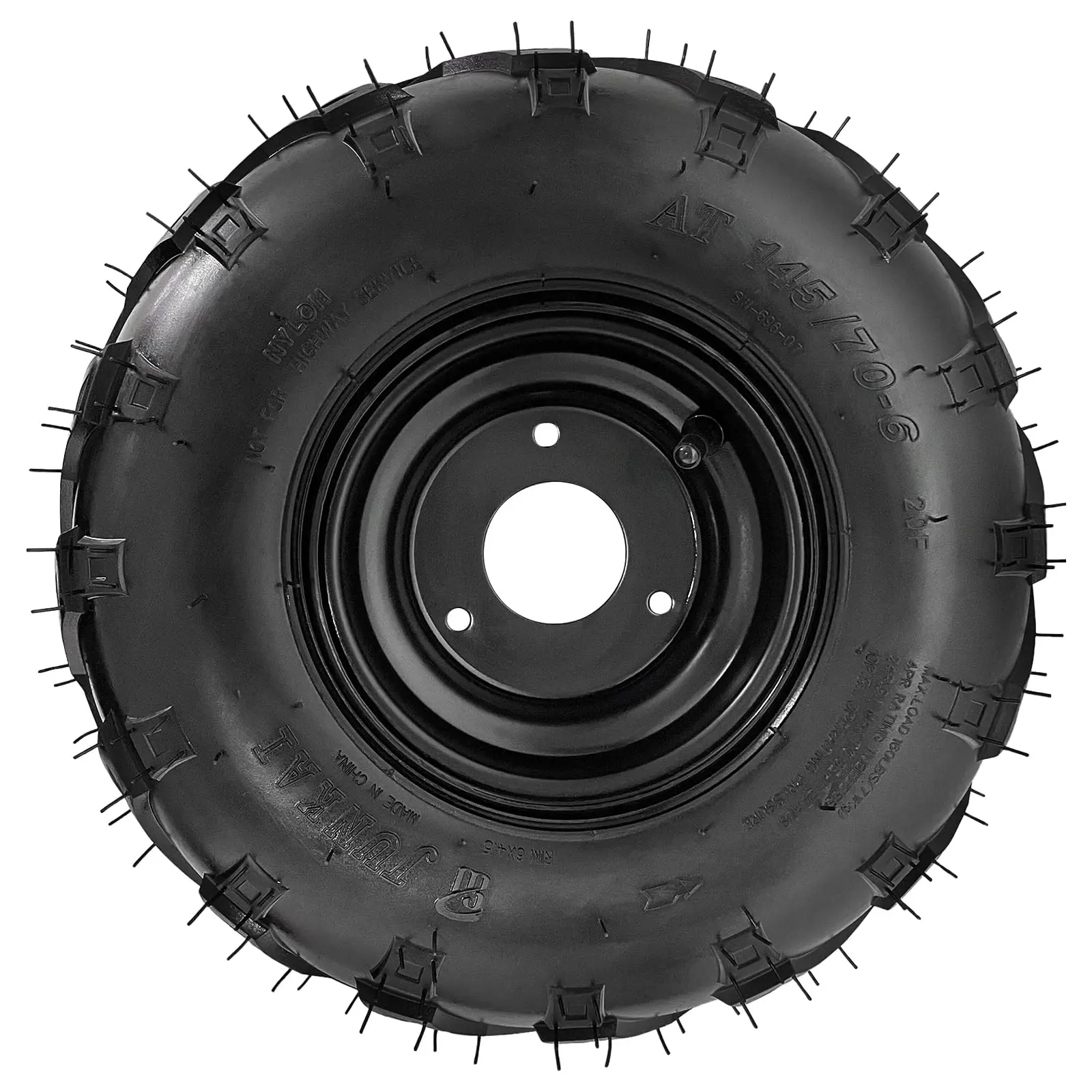 Suisuitong 145/70-6 6 Inch Tubeless Tires Wheels with Rim – Complete Wheels Assembly 3 Bolt Pattern, 4PR Nylon for Go Kart ATV UTV Quad Drift Trike Quad Bike 4 Wheelers 50cc 70cc 90cc 110cc 125cc