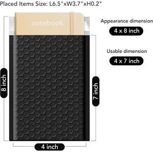 Fuxury Black Bubble Mailers 4x8" Waterproof Padded Envelopes - Ideal for Small Business Shipping