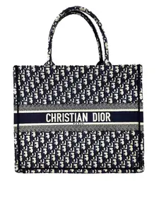 Pre-owned Dior CANVAS Tote Bags Christian Oblique Tote Bag DR594