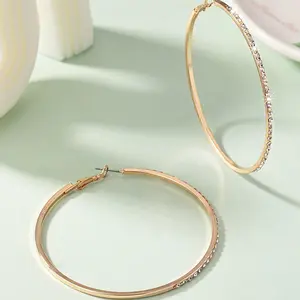 18K Plated Luxury Rhinestone Hoop Earrings - Durable Titanium Post, Iron Hoops, Versatile for Daily Wear, Parties, and Special Occasions - Hypoallergenic, Comfortable, and Stylish Accessories for Women