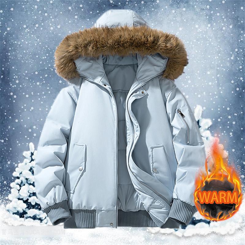 Winter Outdoor Parka Coat Fashionable Casual Warm Jacket with Fur Collar Polyester Fiber Filling for Men coat  Long Sleeve Stylish Menswear Soft Fleece Lining