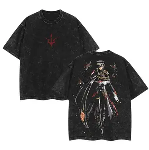 Lelouch vi Britannia Code Geass Tee – Vintage Washed Oversized Anime Shirt | Double-Sided Heavyweight Cotton Gift for Manga Fans Basic Big