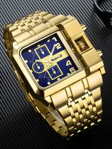 Men's Trendy Street Style Quartz Watch with Rectangle Dial and Gift Box