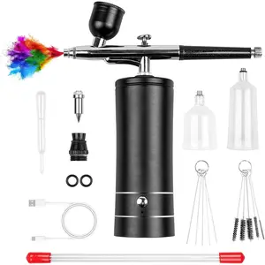 Airbrush Kit Rechargeable Cordless Airbrush with Compressor Non-Clogging High-Pressure Air Brush Set with 0.3mm Nozzle and Cleaning Brush Set for Makeup Barber Nail Art Cake Decor