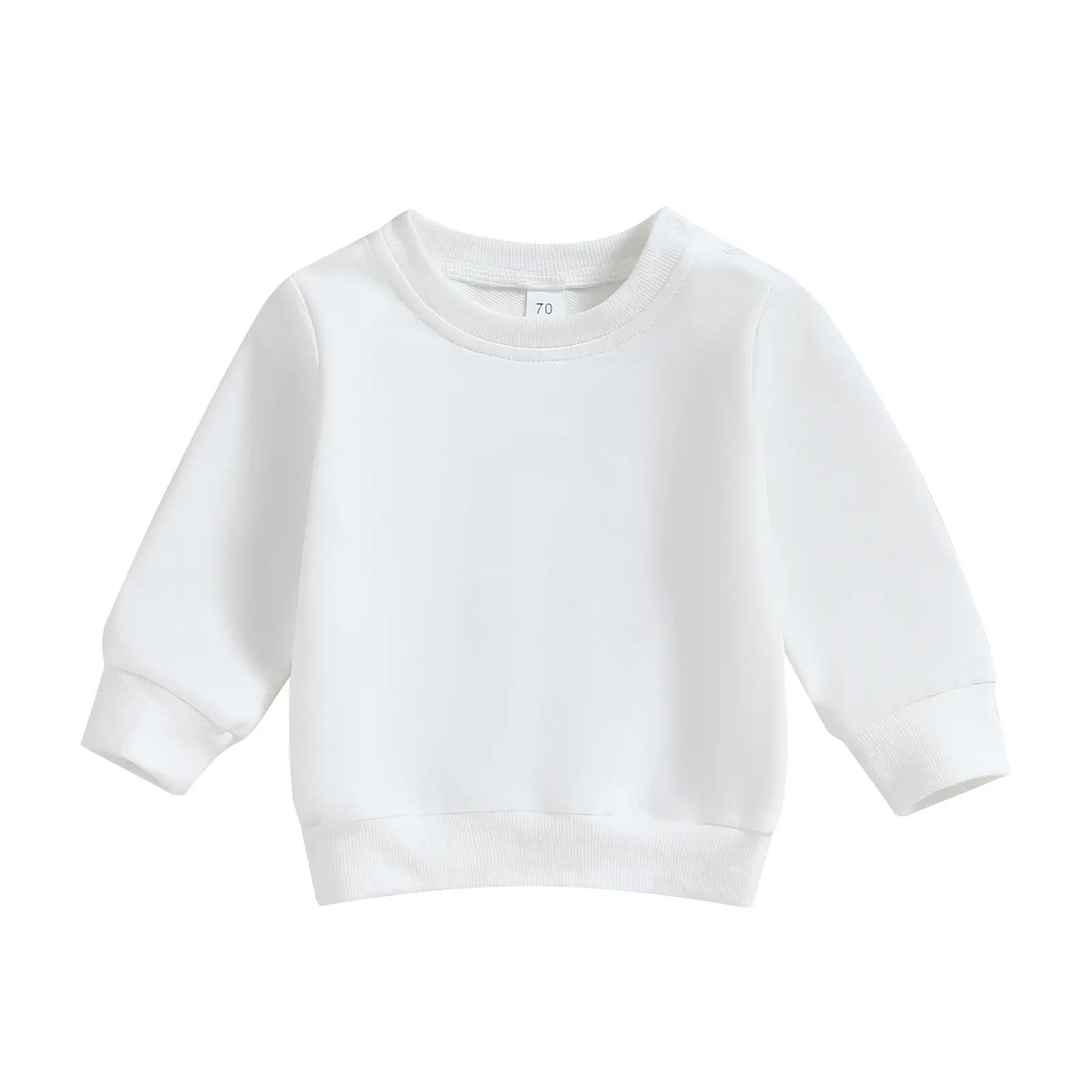 Toddler Baby Girl Boy Basic Solid Plain Cotton Sweatshirt Tops Long Sleeve Tee Shirt Pullover Infant Baby Clothes