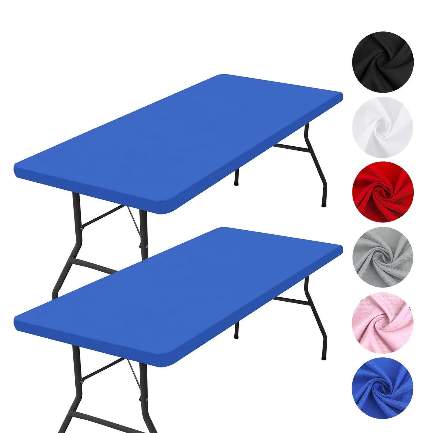 2-Pack Elastic Tablecloth Set, Wind-Resistant Rectangular Table Cover, Stretchy Foldable Outdoor Picnic Mat, Ideal for Camping, Patio, Parties, Table Cover Protector, Washable Table Cover