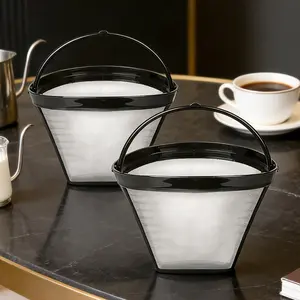 Reusable Coffee Filter Basket Set, Fits Ninja & Cuisinart Coffee Makers, Replaceable No.4 Cone Filters, Ideal for Pour-Over Brewing