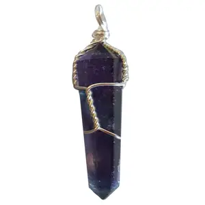 Fluorite Wire Wrapped Point Pendants Set of 5 Focus Clarity
