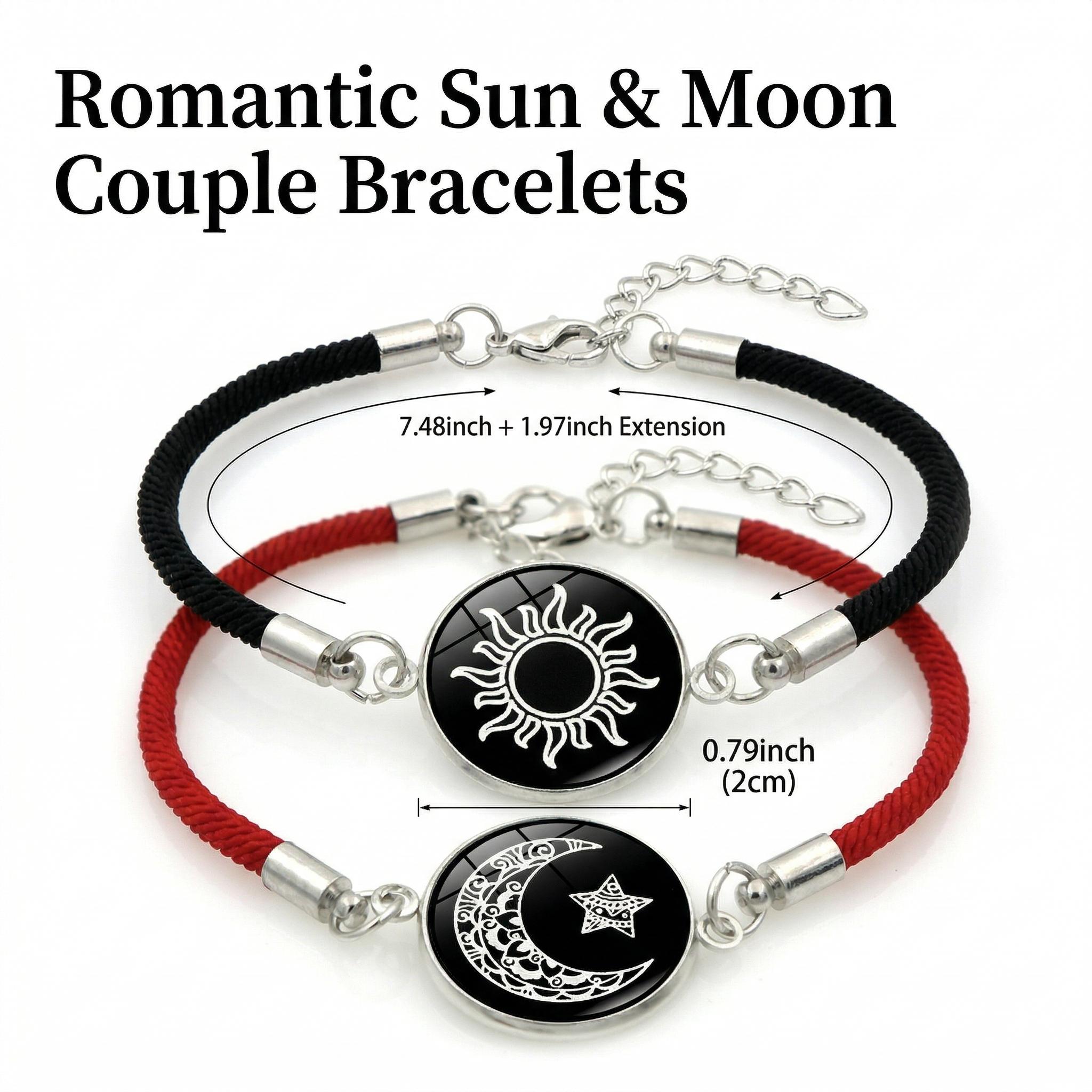 Matching couple bracelets Adjustable for anniversary symbol of eternal love