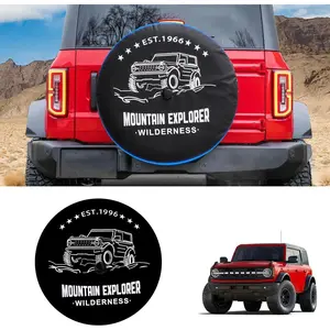 35 Inches Spare Tire Covers with Backup Camera Hole Compatible with Ford Bronco Badlands Wildtrak First Edition Sasquatch Everglades Heritage Limited Edition 35" Wheel Tyre Protectors Accessories