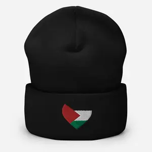 Free Palestine Beanie, Palestinian Flag Embroidered Cuffed Beanie Hat