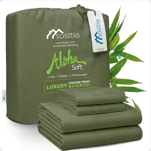 SASTTIE Extra Deep Pocket Bamboo Sheets, 3/4 PCS Ultra-Soft Luxury Feel - Ultra Cooling Sheets, Hotel Luxury Fitted Sheet Set, Soft Wrinkle-Free For Extra Deep Mattresses, Soft Sheet & Pillowcase Sets, King Size