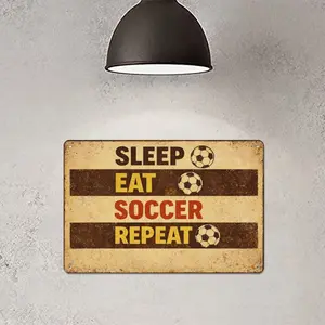 Funny Soccer Fan Metal Sign 12x8 Inch Vintage Retro Wall Decor Football Season Humor Gift Game Room Decor