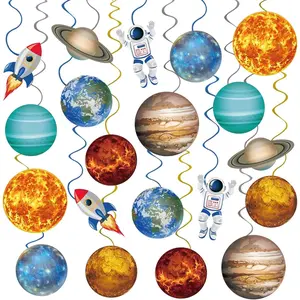 40Pcs Solar System Hanging Swirl Decorations Outer Space Party Ceiling Swirls Space Themed Streamers for Birthday Baby Shower Party Decor Supplies