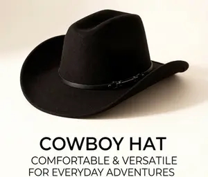 Unisex Classic Retro Lightweight Felt Cowboy Hat - Comfortable Fit, Durable Statement Look Accessory for Festivals Party, Daily Roaming