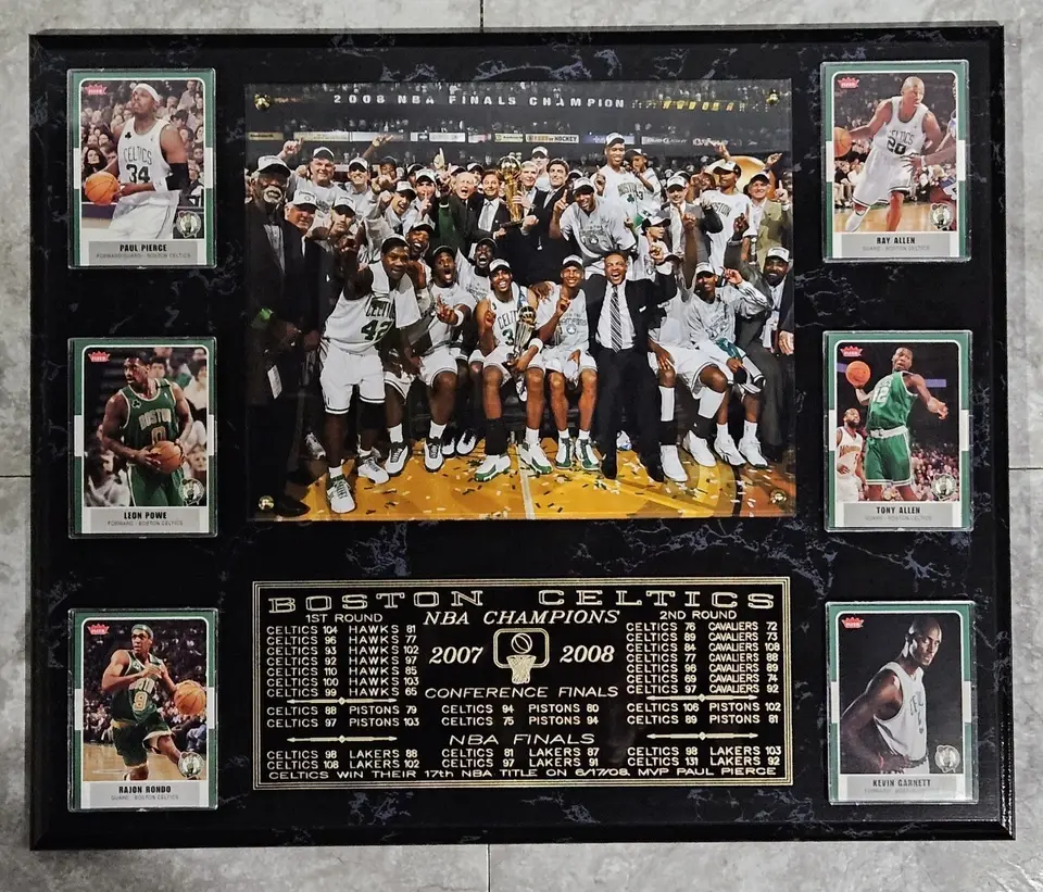 Boston Celtics 2008 NBA  PLAQUE With 6 Cards. Brand New - Poster Print Unframed