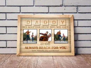 Custom Collage Wall Art For Dad, Canvas Daddy No Matter How Big We Get Poster, Personalized Gifts With Kids Names And Photos, Touching Father’s Day Gifts For Dad