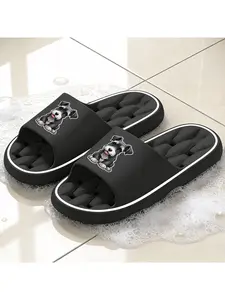Cute Schnauzer Print Hollow-Out Slippers for Women and Men, Summer New Arrival Non-Slip Soft Sole Slides, Quick-Drying Open-Toe Sandals for Bathroom Shower, Cozy Breathable Indoor House Slippers,