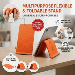 Multi-Angle Adjustable Phone Tablet Laptop Stand, Silicone Aluminum Bendable Foldable Holder, Anti-Slip Portable Rollable Desktop Stand for Daily Use