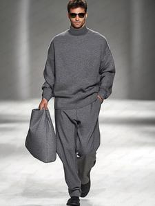 COOFANDY Comfy Quiet Luxury 2-Piece Set - Casual Turtleneck Top and Loose Pants, Elastic Fabric