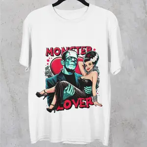 Monster Lover Horror Casual Graphic T-Shirt, Summerween Shirt, Horror Movie Clothing, Retro Horror Vintage Style T-Shirt, Halloween Shirt Top