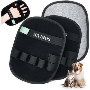 2PCS Pet Hair Removal Glove for Dogs & Cats Newly Upgraded 5-Finger Reusable Electrostatic Pet Hair Remover Magic Brush Tool for Laundry Carpets Sofa Gaps and Car Seats (Black)