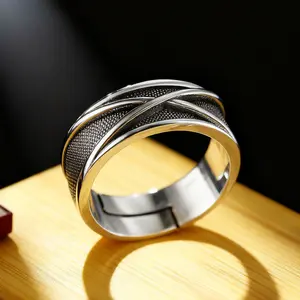 Time and space ring retro Wukong black ring punk gothic adjustable open ring men's handmade designer jewelry accessories anime couple gift