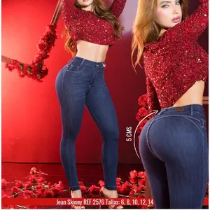 REF 2576 L&L Jeans Colombiano Women's Skinny Bottoms High Waist Denim.