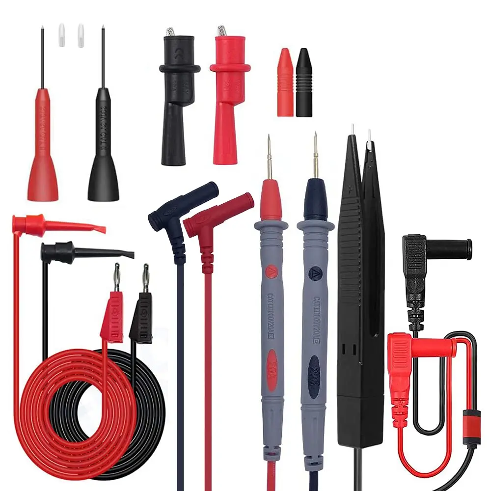 Multimeter Test Leads Set, Professional Leads Kit, Precision  Probe Test Lead 1000V 20A Gold-Plated Probe Leads with  Clips, Test Hooks, Test Probes Lead, Test Tweezer