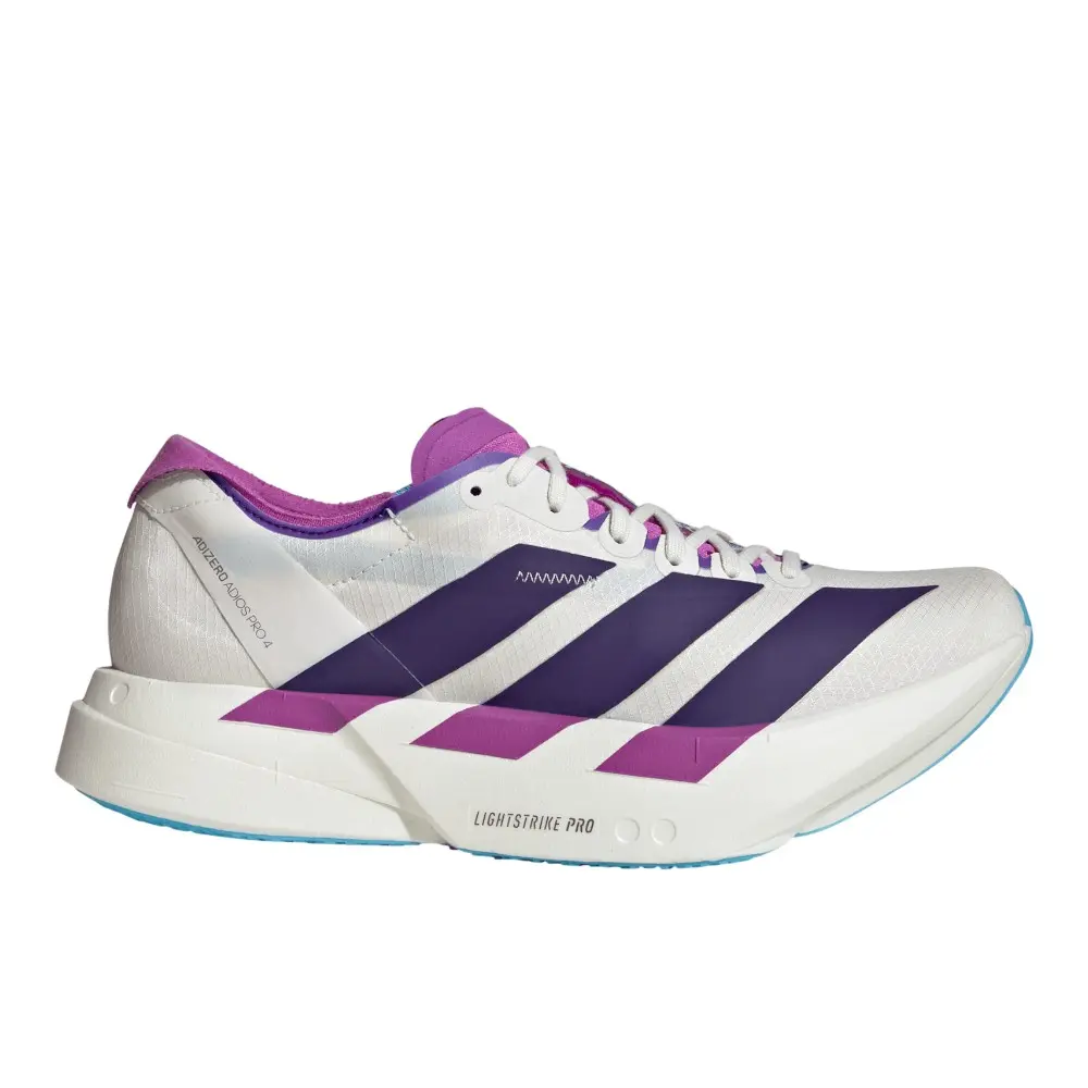 adidas Womens Adizero Adios Pro 4 Running Sneakers Shoes - Purple, White adidas Womens Adizero Adios Pro 4 Running Sneakers Shoes - Purple, White