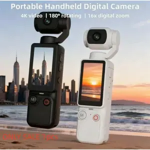 Portable Vlog Camera 180 Flip Lens and Screen Compact Mini Camera with Ring Light Memory Card Tripod for Selfies Travel Everyday Video Recording Must Have Gift