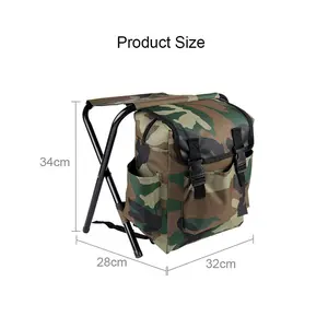 2in1 Oxford Fishing Tackle Backpack Bag,Camping Hiking Foldable Stool Seat Chair