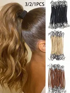 3/2/1pcs Latin Dance Hair Ties with Hooks, Elastic Ponytail Holders, Professional Hairstyling for Dance Competitions, Women's Hair Accessories