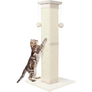 33 Inch Nature Sisal Cat Scratching Post for Indoor Cats, Large Cat Scratcher Protect Your Furniture, for All Breeds