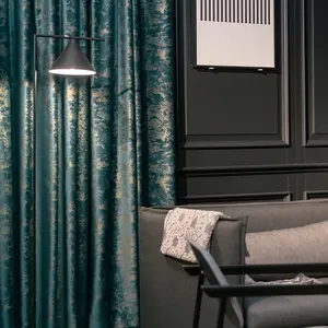 Luxury Gold Foil Velvet Curtains, Elegant North European Vintage Style Blackout Drapes, Heavy Curtain, Thickened Heat Insulation Noise Reduction, Bedroom Decor