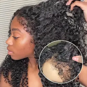 Karlami 4C Edges Kinky Curly Lace Front Wigs Human Hair 8x6 Lace Wear Go Glueless Human Hair Wigs with Curly Edges Baby Hair, Deep Wave Curl Wig Pre-Plucked Hairline 250% Density Ready & Go 250% Density Popping Curly
