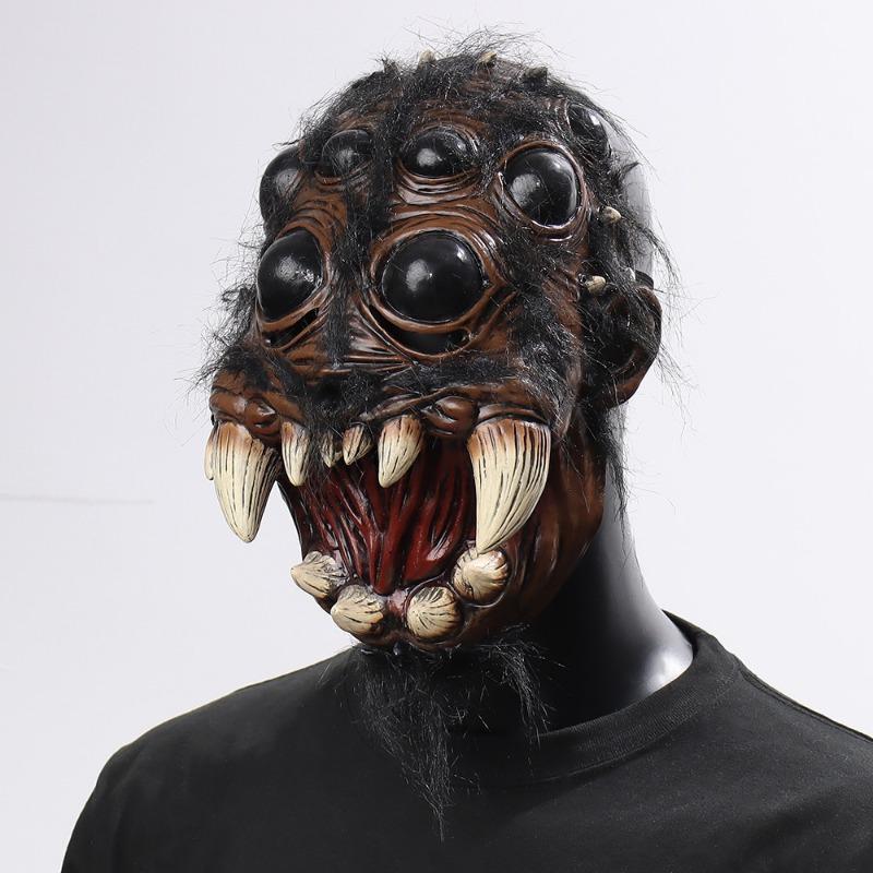 Horror Creepy Spider Mask Cosplay Scary Animal Spiders Big Eyes Tooth Open Mouth Latex Helmet Halloween Party Costume Props movie