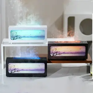 Ultrasonic Essential Oil Diffuser, Flame Effect, Auto Shut Off, Timer, 7 Color LED, 200ML, Home Office Spa, C08 Model, Abs Material