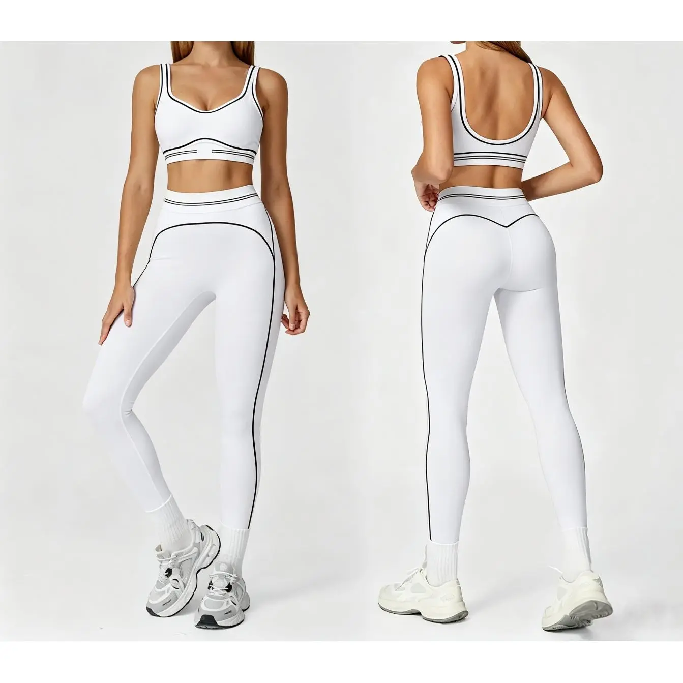 Women's two-piece sports suit, comfortable activewear, suitable for fitness and gym, everyday sportswear, summer sportswear, yoga pants, sporty casual seamless design