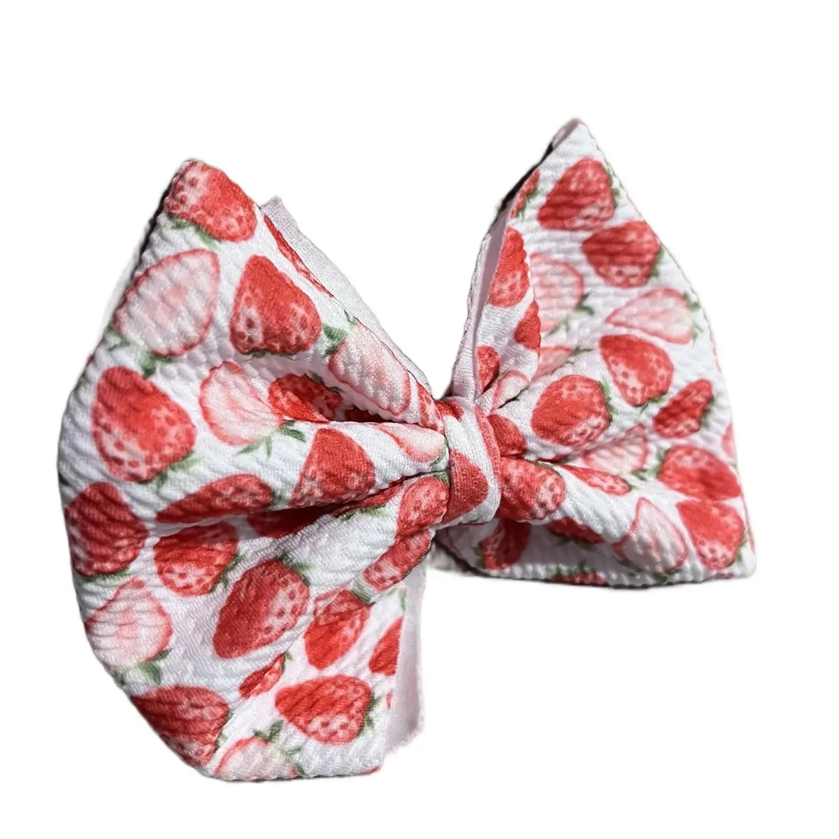 Pink Strawberry Bow Clip