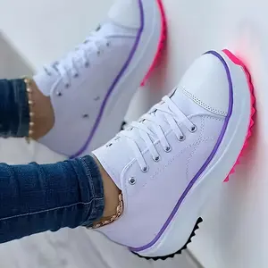 Women's Casual Platform   Sneakers, Candy Color Lace Up Low Top Sports Shoes, All-Match Walking Trainers