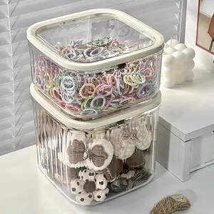 Transparent Mini Hair Accessory Storage Box, Multi-Functional Press-Type Desktop Organizer, Ideal for Headbands and Accessories, Durable Storage Organizer