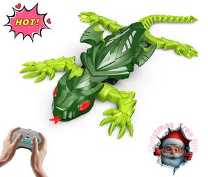 Wall Crawler Gecko Rechargeable Remote Control Robot Kids Toys with LED Eyes Flapping Wings Dual Mode Floor Wall Driving Cool Gifts for Boys Girls Christmas Free Gift