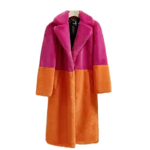 Jessica Longline Faux Women's Winter Coat in Vibrant Pink & Orange Colors for Stylish Warmth Cold Weather Fashion