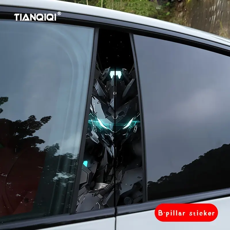 Transforming Robot Cartoon Car Decal - Matte Finish, Self-Adhesive B-Pillar Protector for Vehicle Exterior