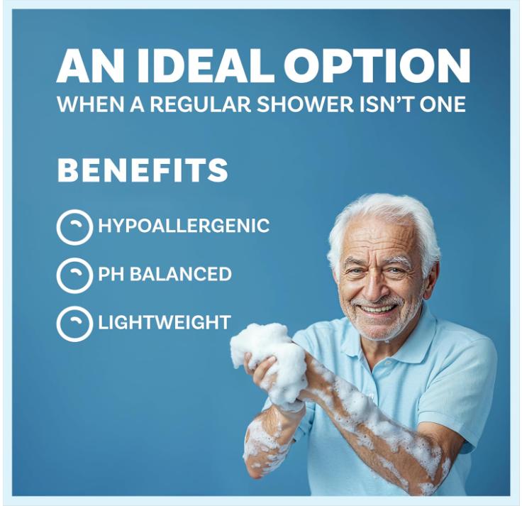 Scrubzz Disposable Rinse Free Bathing Wipes - 25 Pack - All-in-1 Single Use Shower Wipes, Simply Dampen, Lather, and Dry Without Shampoo or Rinsing